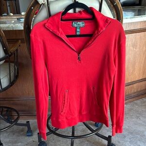 L.L. Bean Red Turtleneck Sweater Lightweight Knit